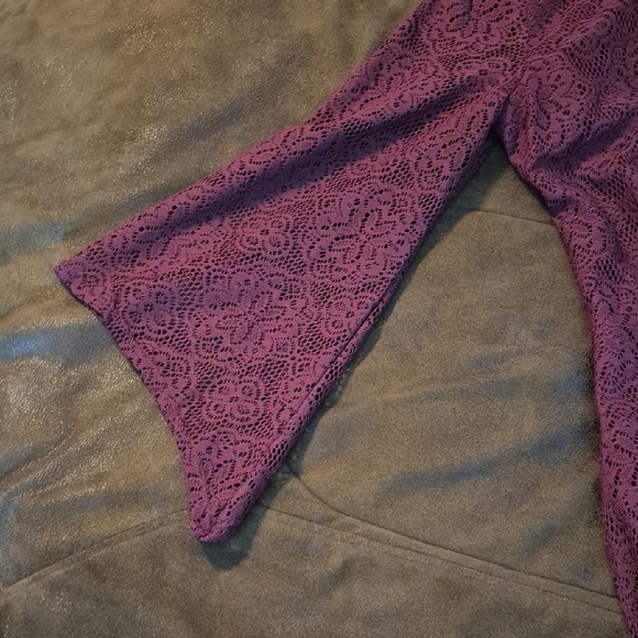 A. Byer Burgundy Lace Long Sleeve Dress - Picture 7 of 8